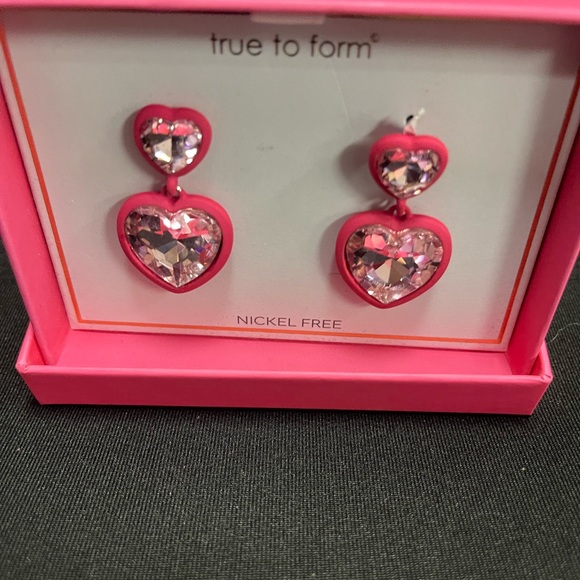 Pink Heart Earrings NIB - Picture 2 of 3